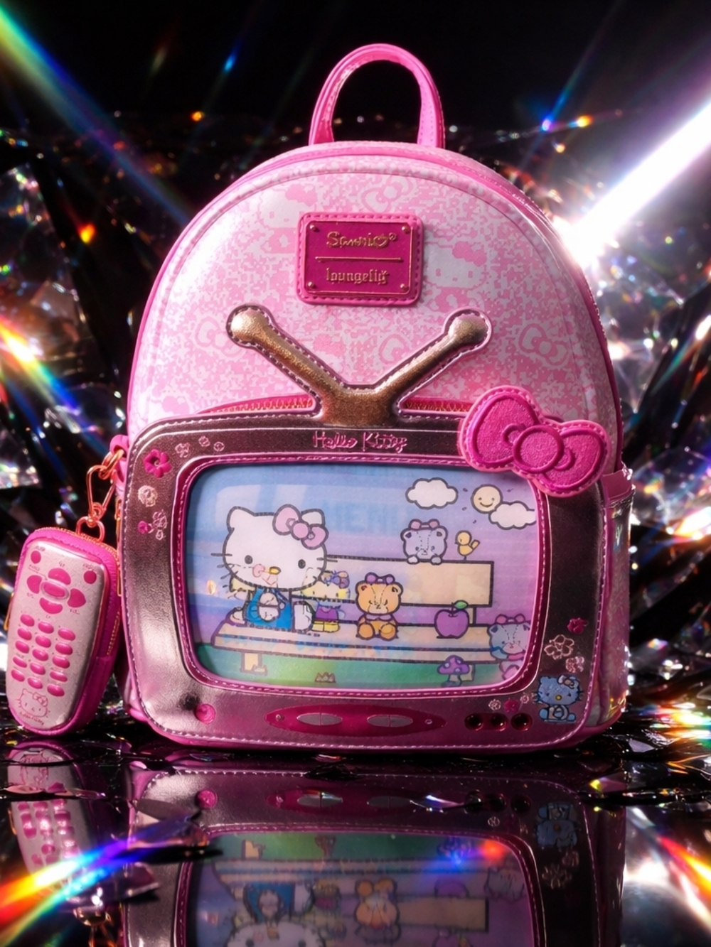 Sanrio Exclusive Hello Kitty Vintage TV Lenticular Mini Backpack with Coin Bag